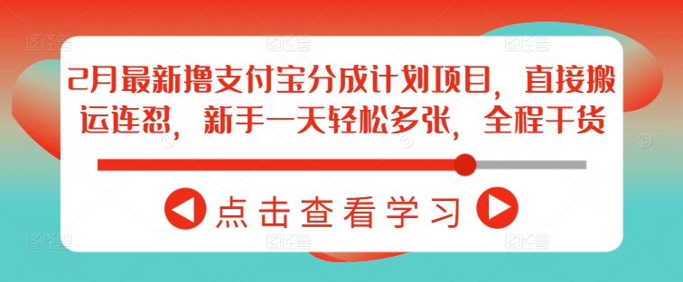 2月最新撸支付宝分成计划项目，直接搬运连怼，新手一天轻松多张，全程干货-星空资源库